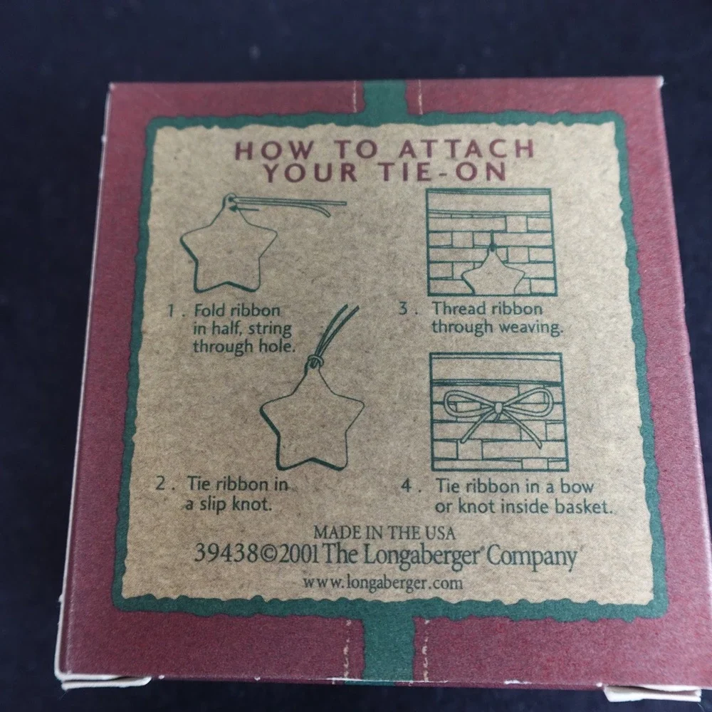 Longaberger 2001 Merry Christmas Tie On Star Basket Ornament Wreath 39438 USA